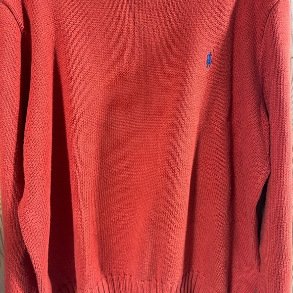 Men's Polo Ralph Lauren Orange XL Sweater With Blue Pony Logo - Picture 4 of 9